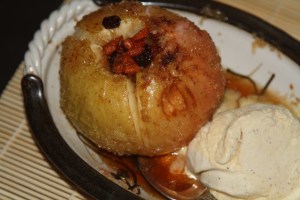 baked apples with ice cream